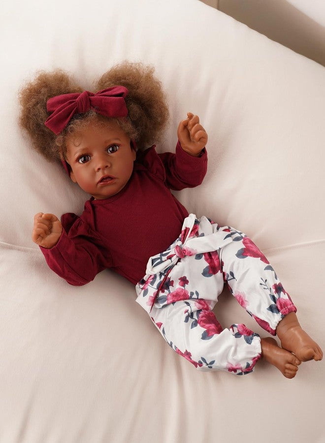 BABESIDE 3 Pcs Reborn Baby Doll Clothes for 17-22 Inch Babydolls, Floral Patterns Lifelike Baby Doll Accessories for Realistic Baby Dolls Girl, Wine Red - Image 3